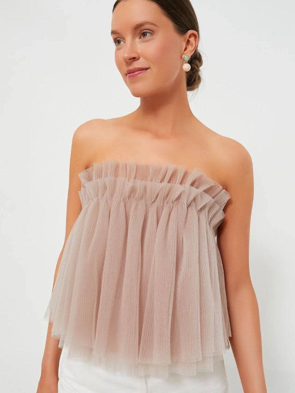Tuckernuck Hyacinth House Blush Tulle Willa Strapless Top NWT